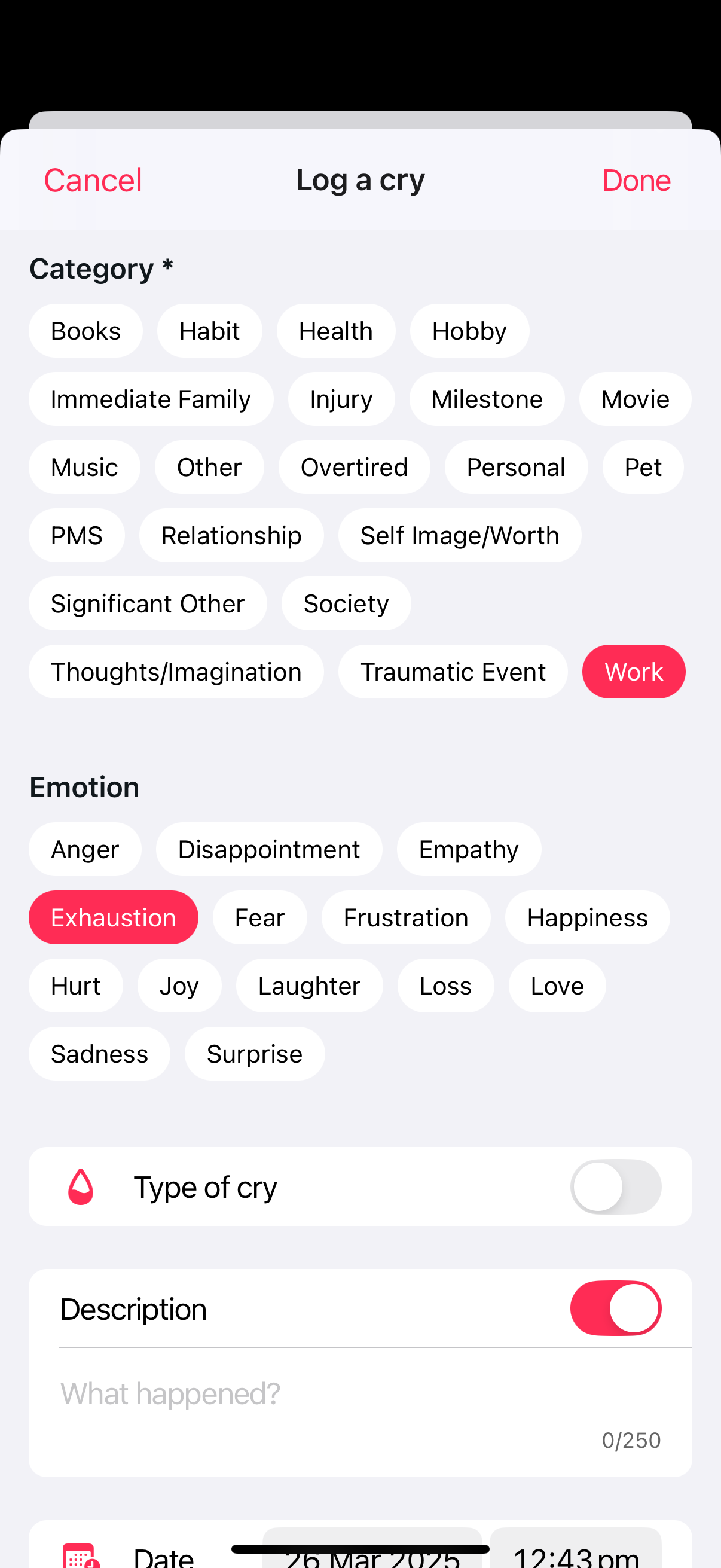 LTIC Add Cry Screen